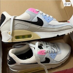 Nike Kids Air Max Sneakers with Pink and Yellow Accents